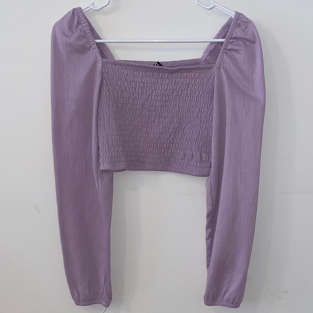 5/$50 Divided Lilac Smocked Crop Top Size Small